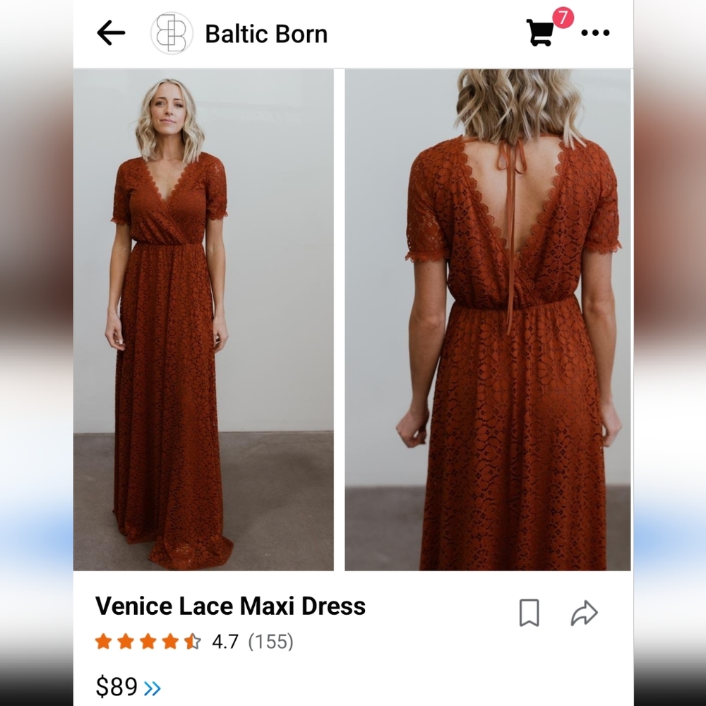 Baltic Born Venice Lace Maxi Dress - Rust L